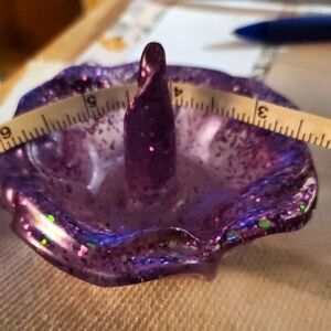 Resin Ring Holder Purple w/glitter Handmade